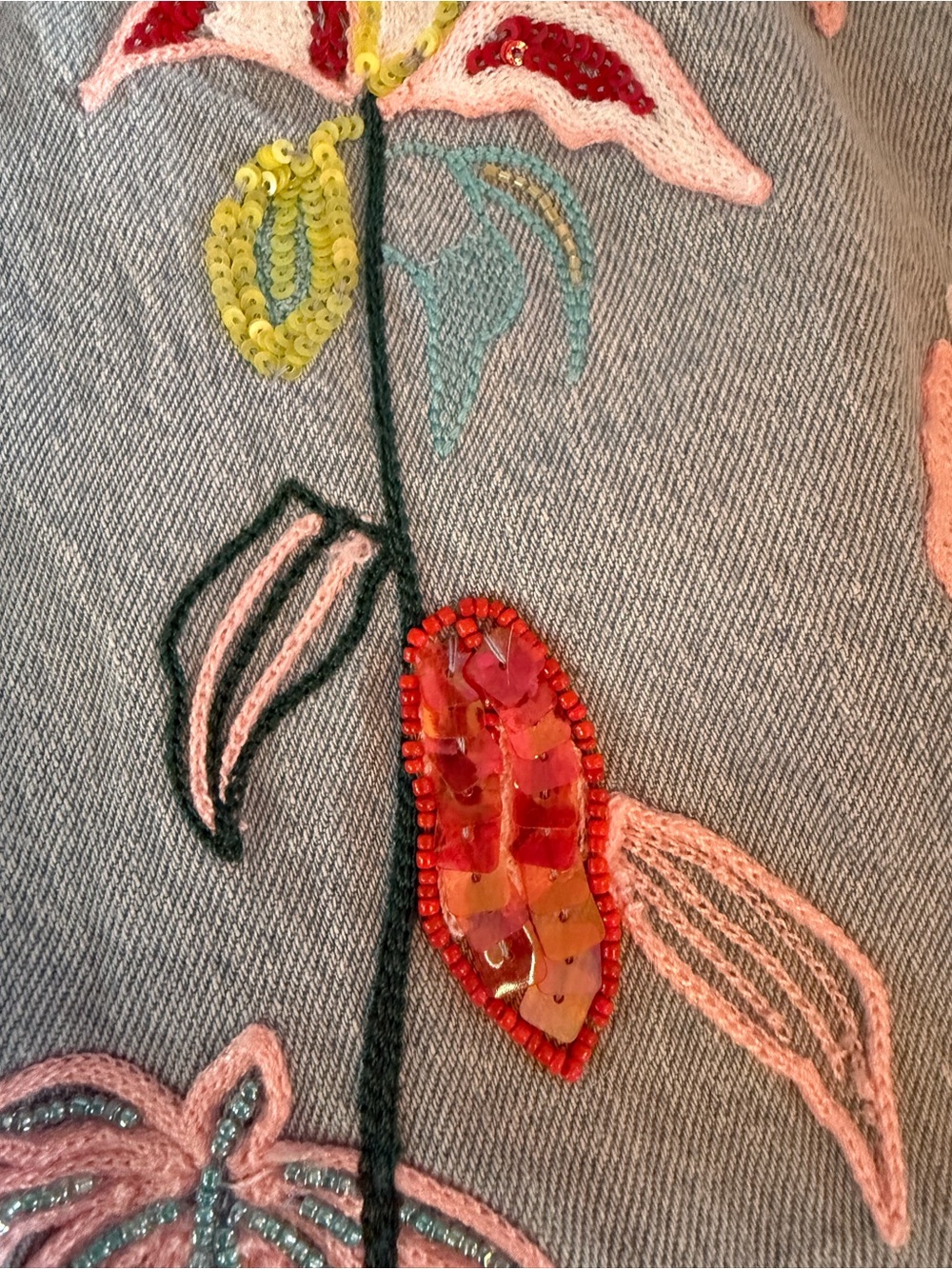 Anthropologie Pilcro Wash Embroidered Floral Wide-Leg Jeans - Light Blue - Picture 5 of 13